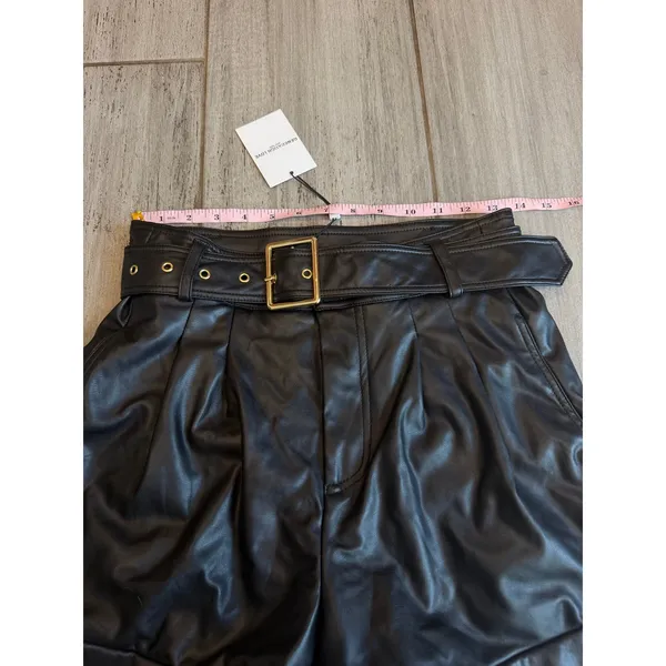 NEW Generation Love Milo Vegan Leather Belted Shorts Black Size 2 - Image 7