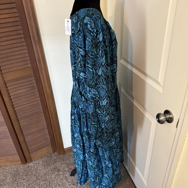 Lane Bryant Dress Womens 24‎ Blue Green Smocked shoulder Long Sleeve Midi dress - Image 7