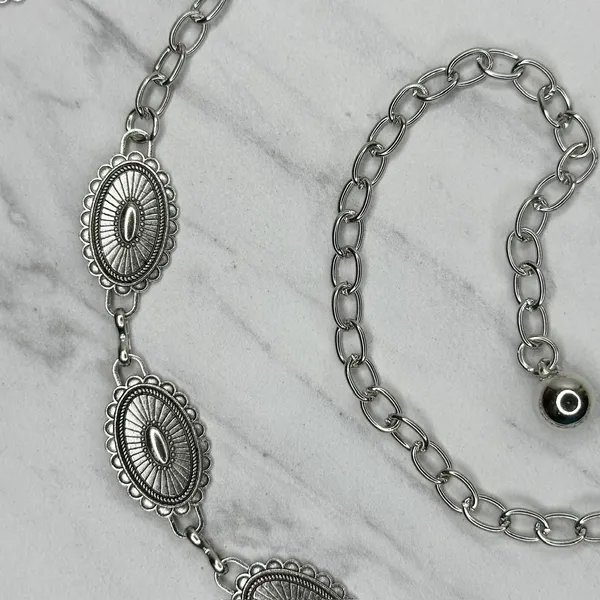 Western Concho Silver Chain Belt One Size (OS) ✨ - Image 8