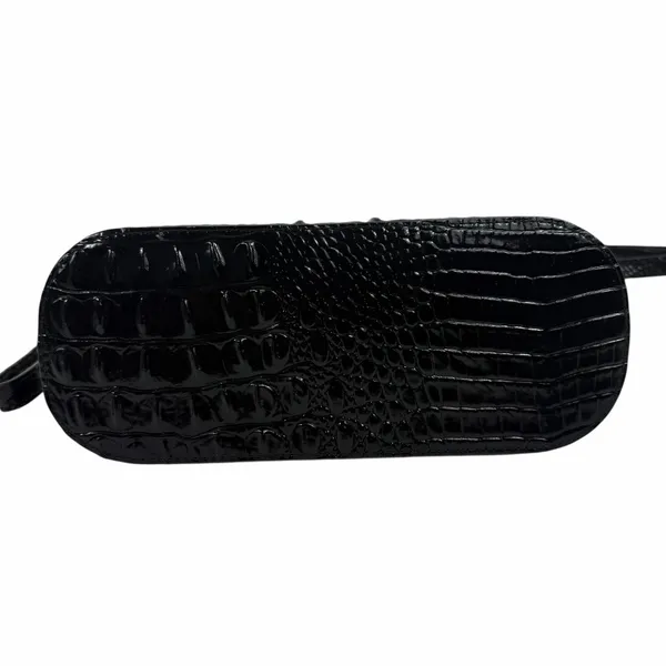Brahmin Georgina Small Croc Embossed Leather Dome Crossbody Bag Black - Image 11