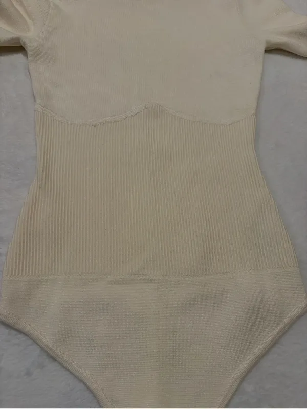 Abercrombie & Fitch Ivory Sweater Knit Corset Bodysuit - Size Medium - Image 3