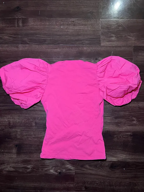 Maeve by Anthropologie Puff sleeve Wrap Pink Blouse Size XXS - Image 3