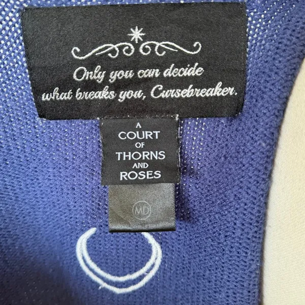 Hot Topic Court of Thorns Blue Embroidered Celestial Star Rhinestone Long Sleeve Cardigan - Image 3