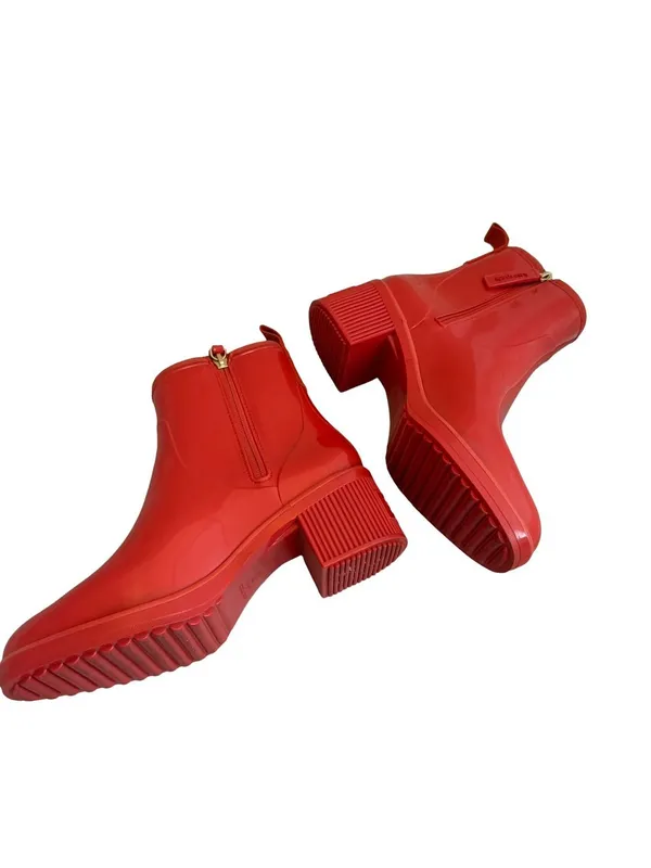 Kate Spade Bold Orange Rain Boots Casual Bright Orange Patent Rubber Size 9 - Image 9