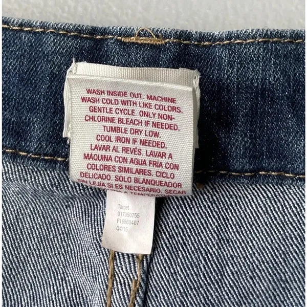 Mossimo Denim Button Up Down Skirt Size 14 Blue Jean Short Mini Stretch Western - Image 5