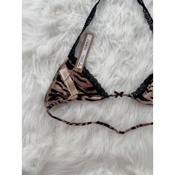 Skims Fits Everybody Lace Micro Bralette Sand Tiger Print Size 3X - Image 5