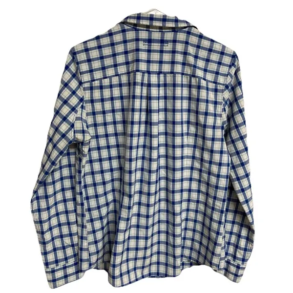Duluth Trading DuluthFlex No Fly Zone Shirt Long Sleeve Plaid Blue Sz M - Image 8