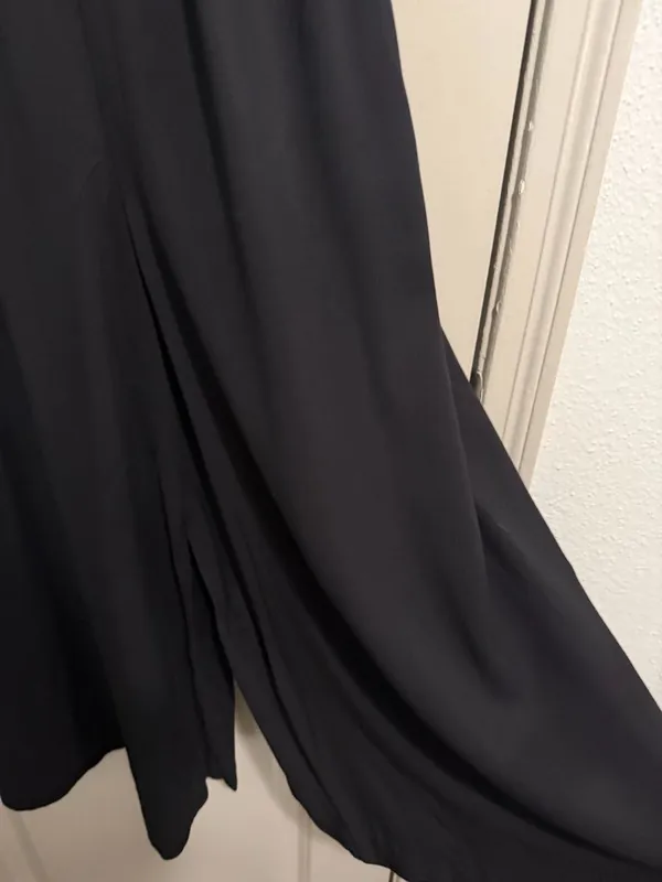 Ann Taylor Jumpsuit Women Black Short Sleeve Button Front Wide Leg Belted Sz 10 - Image 2
