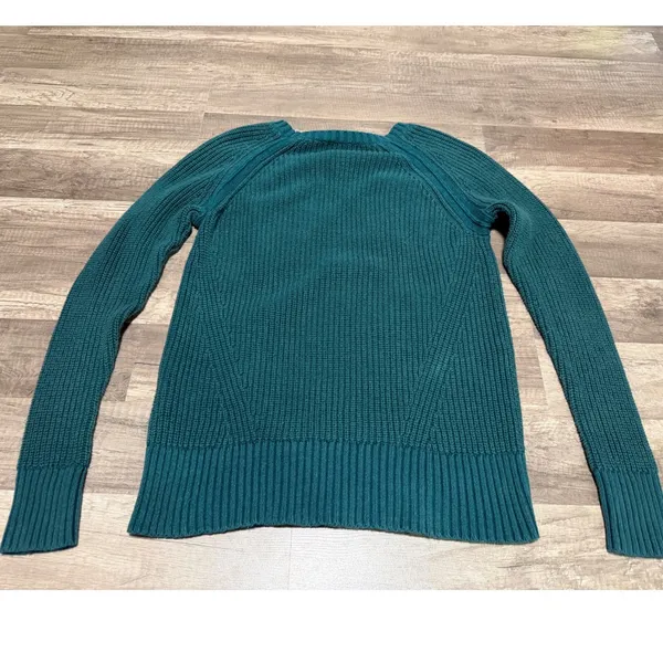 American‎ Eagle Green Shaker Knit Crew Neck Raglan Sweater Size Small - Image 11