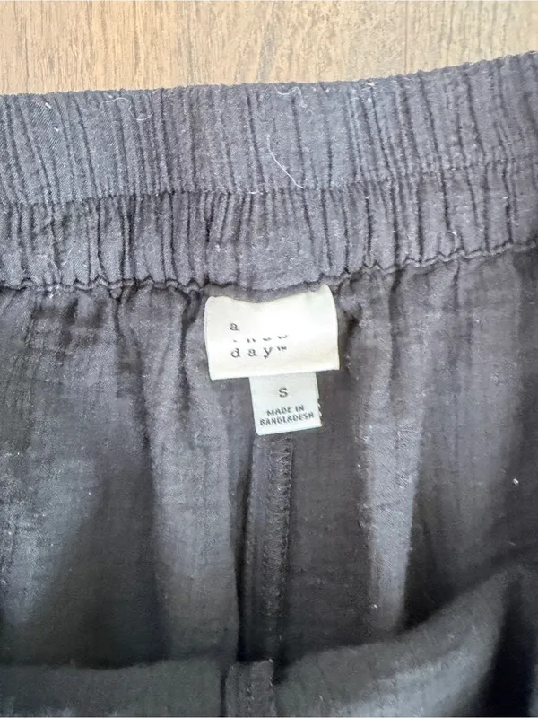 A New Day Knit High-Rise Crinkle Gauze Wide Leg Pants Black Small flowy loose - Image 2