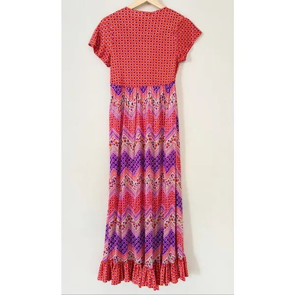 Vintage 70s Saramal Lingerie Wrap‎ Nylon Dress Bohemian Retro Disco Maxi Small - Image 5