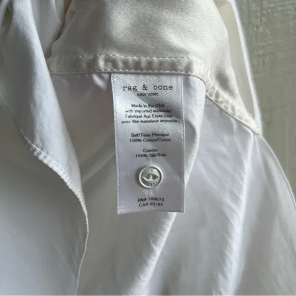 Rag & Bone Dylan Long‎ Sleeve Poplin Shirt White Size S - Image 11