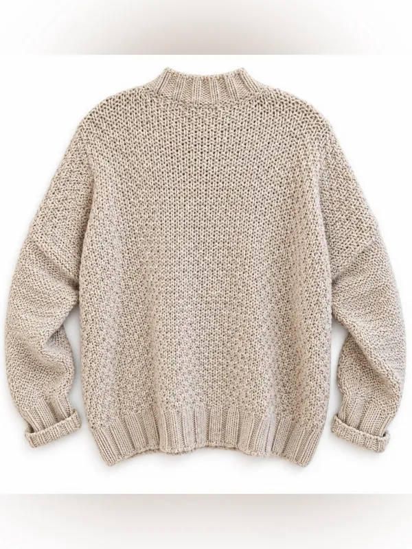 MERSEA Womens OS Chunky Cable Knit Sweater Wool Alpaca Cream Made in Italy - Image 3