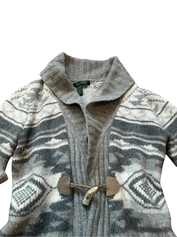 Lauren Ralph Lauren Shawl Collar Cardigan Toggle Wool Angora Southwestern Boho - Image 2