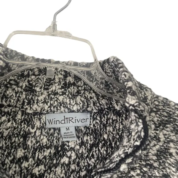 WindiRiver Women's Size Medium Black White‎ Knit Full Zip Cardigan Sweater - Image 5