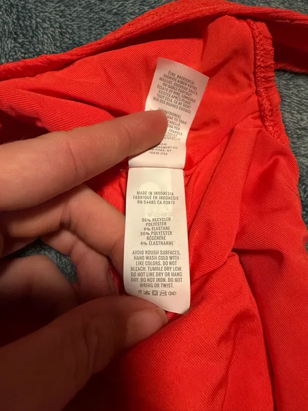 NWOT Aerie Crinkle Birthday Scoop Cheekiest One Piece‎ Swimsuit Size Medium Red - Image 7