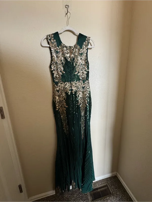 Baltic Born Azura Green Gold Sequin Formal Evening Wedding Guest Gown Dress - Image 5