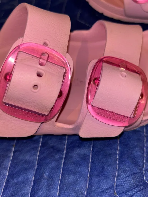 Birkenstock Arizona Eva Big Pink Translucent Buckles 2 Strap Sandals 7 - Image 7