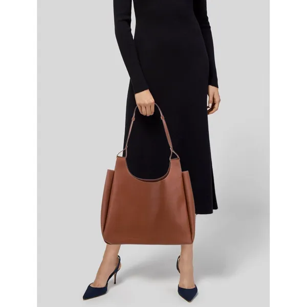 Neiman Marcus Vegan Leather Minimalist Hobo Open Tote Shoulder Bag - Image 2