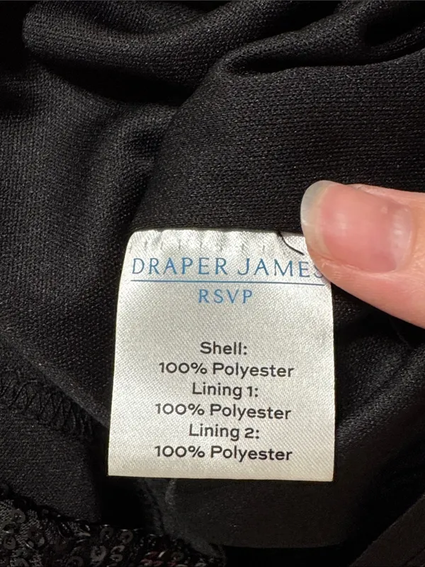 Draper James RSVP Glam Black Sequin V-Neck Midi A-line Cocktail Dress size 12 - Image 9