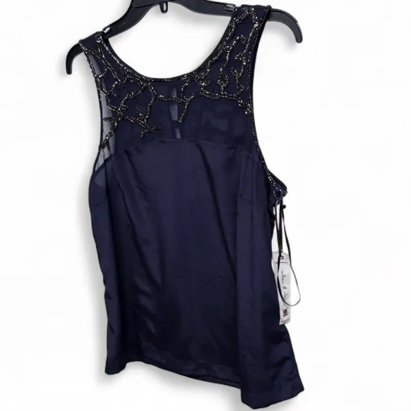 Willow & Clay Beaded Mesh Yoke Tank Top - Dark Orchid, Small - Image 4
