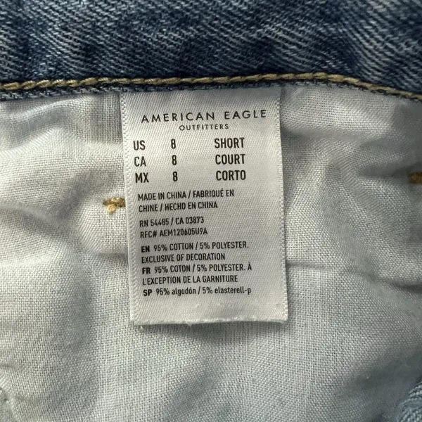 American Eagle‎ Mom Jeans Women's 8 Short Distressed High Rise Straight Leg Blue - Image 11