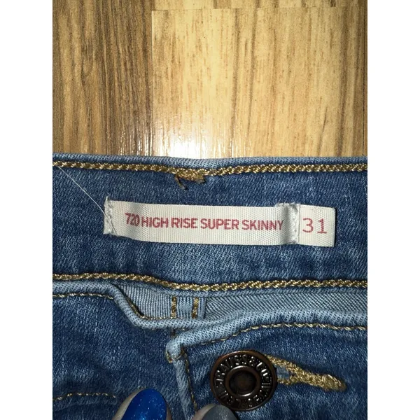 Levi's 31x30 720‎ High Rise Super Skinny Jeans Ripped Distressed Hyper Stretch - Image 3