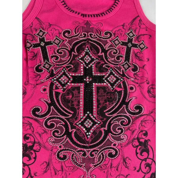 Y2K Vocal Crystal Hot Pink Tank Top - Size XL - Image 2