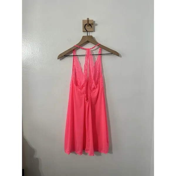 Victoria’s Secret Neon Pink Lace Babydoll Slip Lingerie Sexy Valentines Day Sm - Image 3