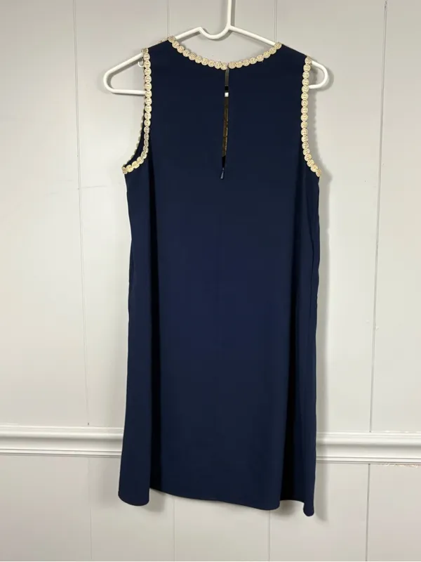Lilly Pulitzer Navy Nala Shift Dress 4 Gold Crochet Lace Neckpiece Preppy Summer - Image 6