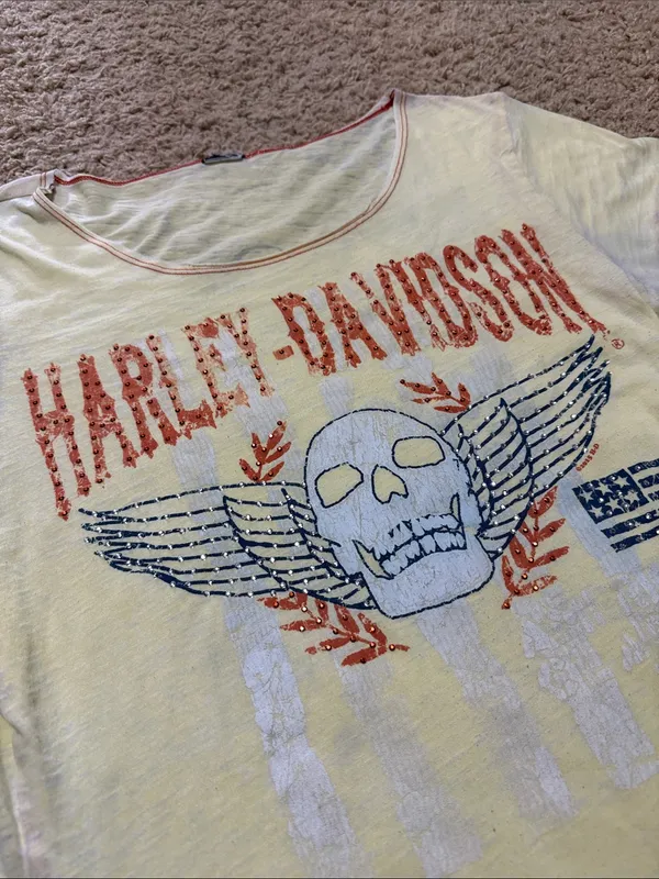 Harley-Davidson Yellow Tee with Orange and Blue Graphic - Image 2