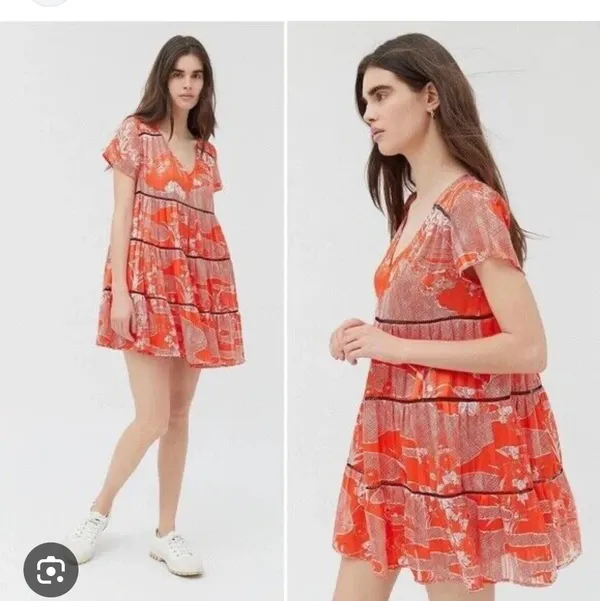 Orange Flowy Dress - Image 2