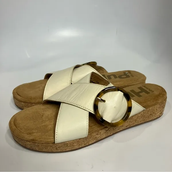 Hush puppies June platform criss cross‎ sandals slides white tan women’s size 10 - Image 4