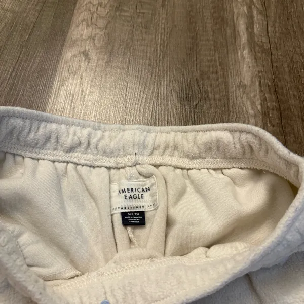American Eagle Cream Fleece Jogger Sweatpants - Image 3
