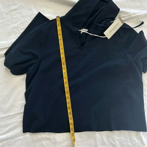 NYDJ Womens Cropped Comfy Hoodie, Oxford Navy, Size -XL, NWT - Image 6