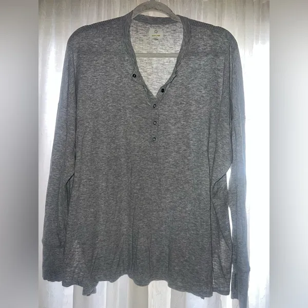 Aerie Offline Gray Way back Waffle Long Sleeve Henley T-Shirt size Large - Image 3