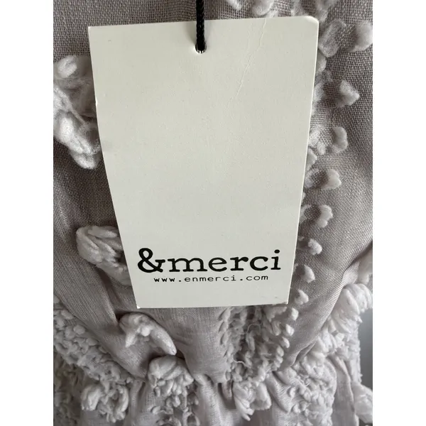 &merci Floral Pom Pom Aline Dress Medium Grey Short Sleeve‎ Mini New - Image 5