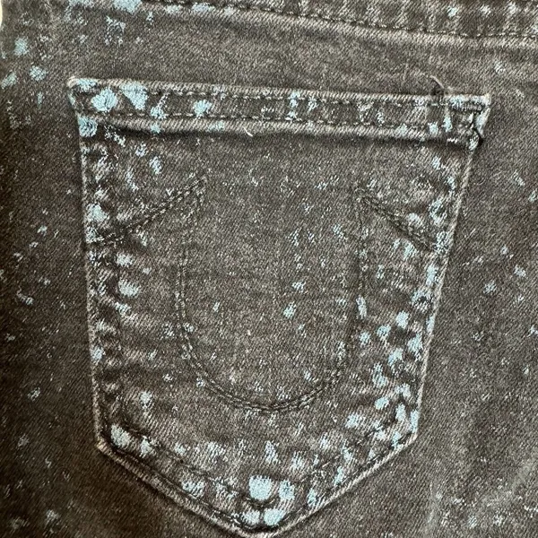 True Religion Casey Jeans Sz 25 Black & Blue Snakeskin Skinny‎ Stretch - Image 7