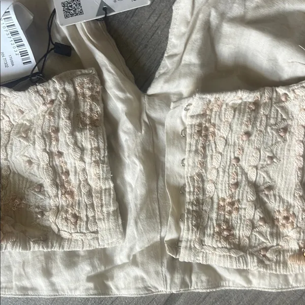 Zara Cream Sleeveless Embellished Bustier Top - Image 6