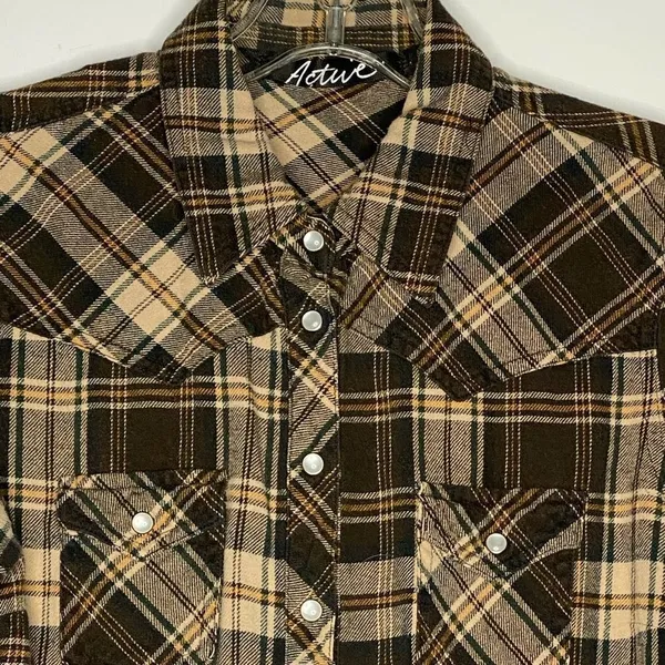 Active Western Cut Flannel Shirt Brown Size XS - Image 3