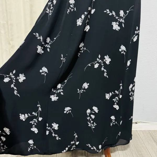 Vintage Jones New York Dress Womens 10 Black Chiffon Floral Maxi Y2K Fairy‎ Goth - Image 4