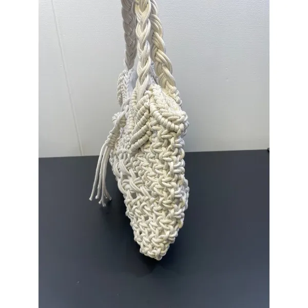Women's Handmade Macrame/Crochet White Hand bag SKU 4278 - Image 4