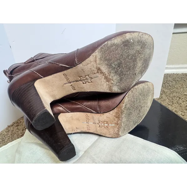 Dolce Vita Brown Nappa Leather Heeled Ankle Boots Slouchy Western Booties sz 8 - Image 6