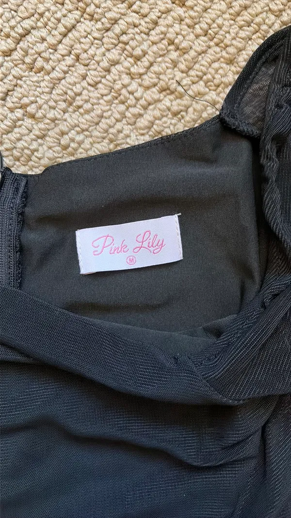 Pink Lily Black Long Sleeve Square Neck Bodysuit - Image 3