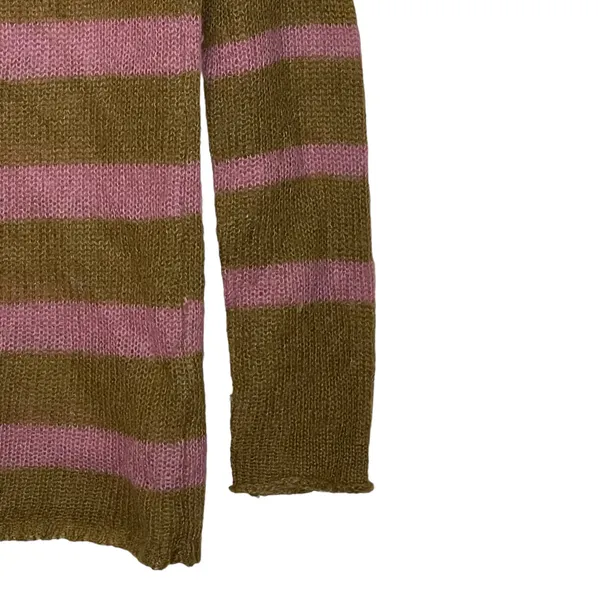 Loft Ann Taylor‎ Women Medium Mohair Striped Pullover Sweater Long Sleeve Button - Image 3
