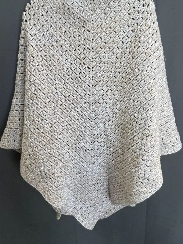 Handmade Crochet Wrap Shawl Cardigan Heather Beige - Image 6