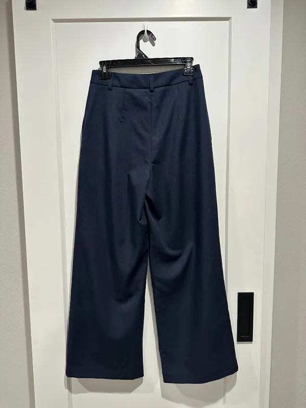 COMMENSE NWT Dark Navy Pleated Wide Leg Trousers Pants Size S - Image 3