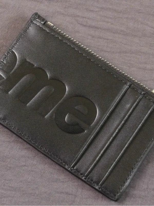 Supreme Black Embossed Leather Zip Wallet - Image 3