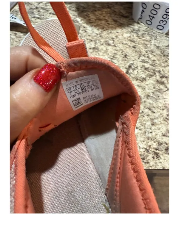 adidas Women's Peach/Coral Knit Lace-Up Athletic Sneakers - Image 8
