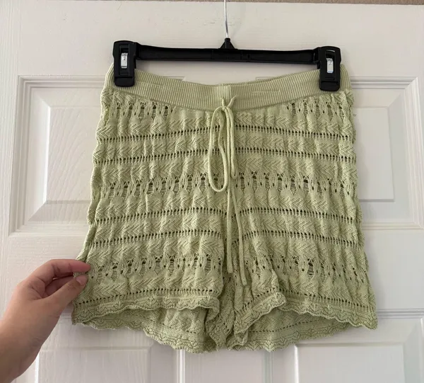Green Crochet Shorts Size XS - Image 2